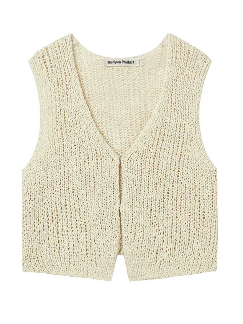 TheOpen OPEN YY V-NECK KNIT VEST Women’s Cream Knit Open-Front Vest. One size .
